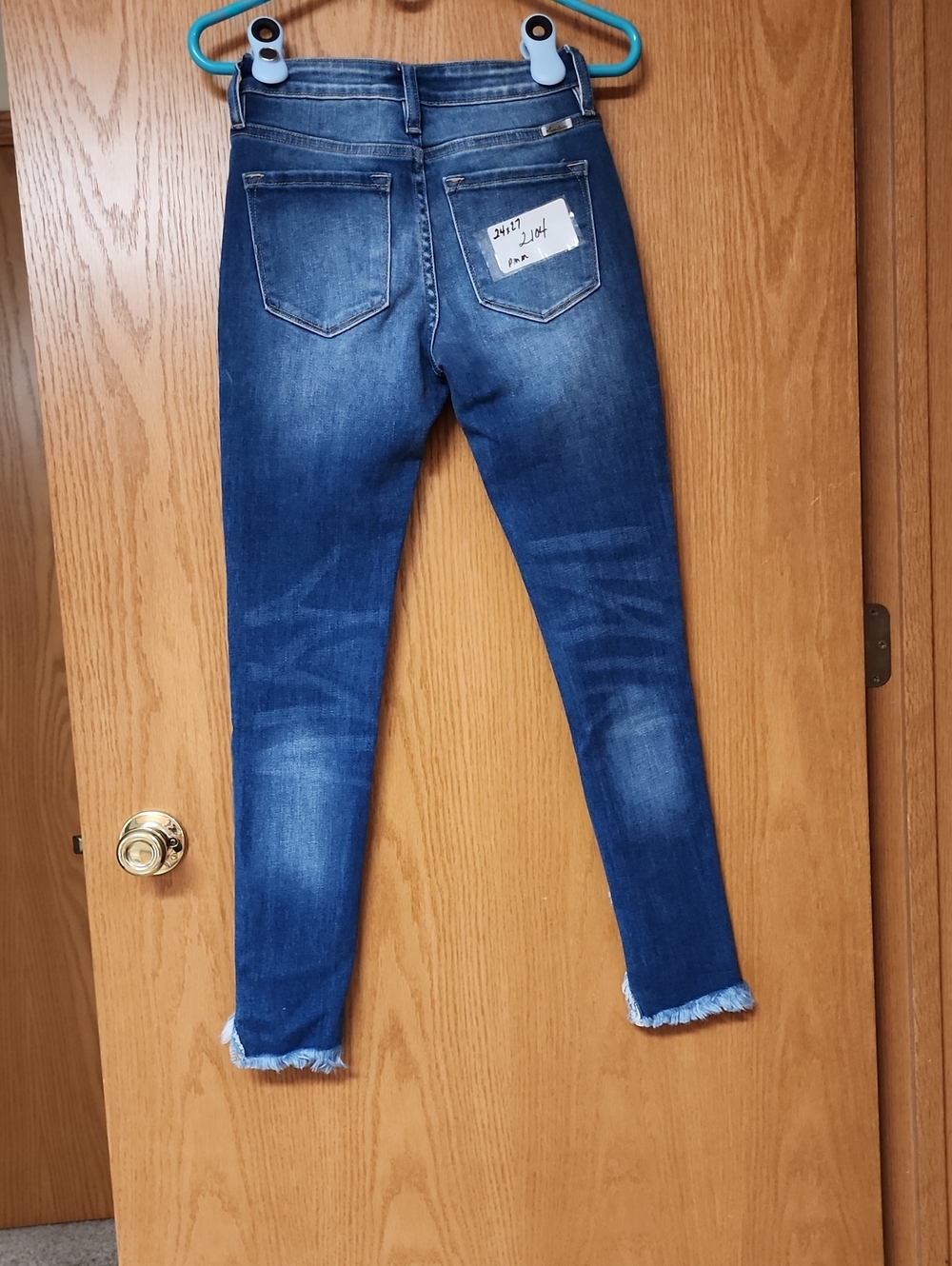KanCan Dark Blue Women's Skinny Jeans with Frayed Hem 24x27 number 2104